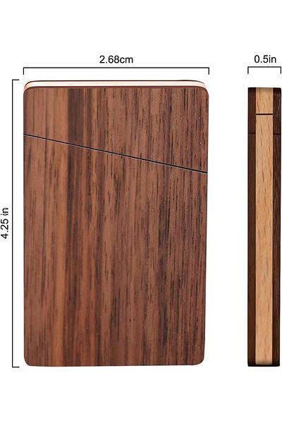 erorex Portable Wooden Business Card Case Black Walnut Solid Wood Slim Business Card Case Business Gift