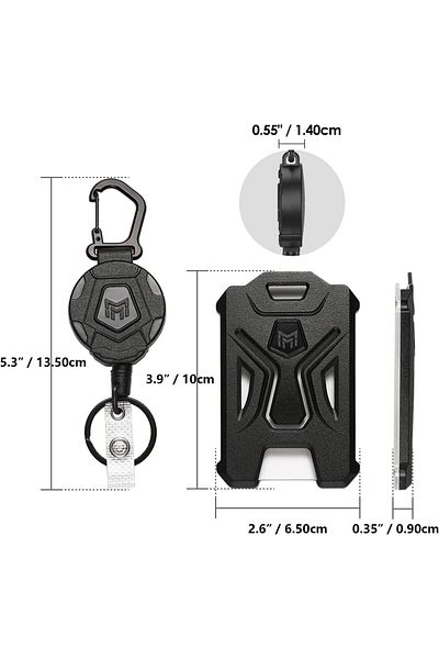 erorex Retractable Badge Holder Heavy Duty Carabiner Keychain Tactical Id Card Holder With 31.5 Inch