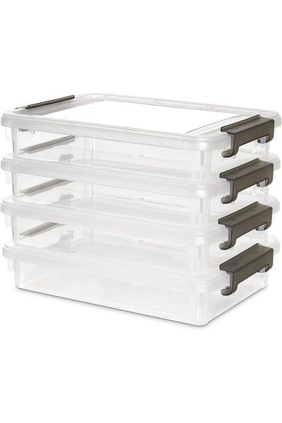 erorex 2 Pack Clear File Organizers With Snap Lid Stackable Portable Project Cases For Crafts A4 Paper