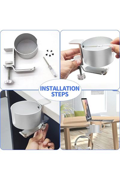 erorex Desk Cup Holder 2 In 1 Waterproof Cup Holder With Under Desk Headphone Hanger Office Desk Organizer