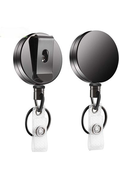 erorex 2 X Heavy Duty Badge Reels Retractable Badge Holder Selizo Metal Retractable Keychain Badge Reel Id
