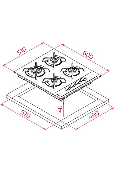Teka Gbc 64002 Bk 60 Cm. 4 Gözlü Gazlı Ankastre Siyah Cam Ocak
