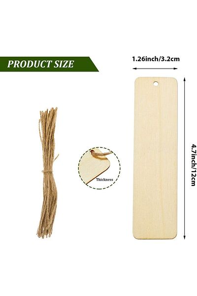 erorex Wooden Blank Bookmarks 30 Pcs Diy Wooden Craft Bookmarks Painting Rectangle Blank Hang Tags With