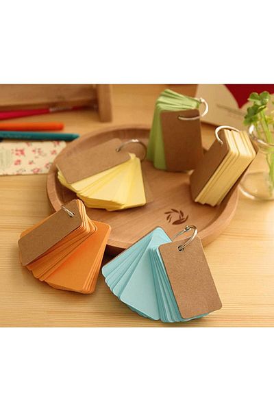erorex Study Cards Paper 7 Pack 350 Pieces Multicolor Kraft Paper Binder Ring Easy Flip Flash Card Study