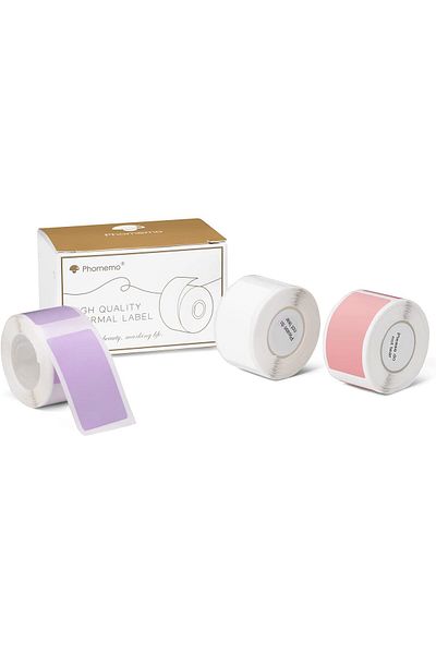erorex D50 Label Tape Thermal Adhesive Label Paper Purple White Pink Label Roll 20Mm*40Mm 150 Labels Roll