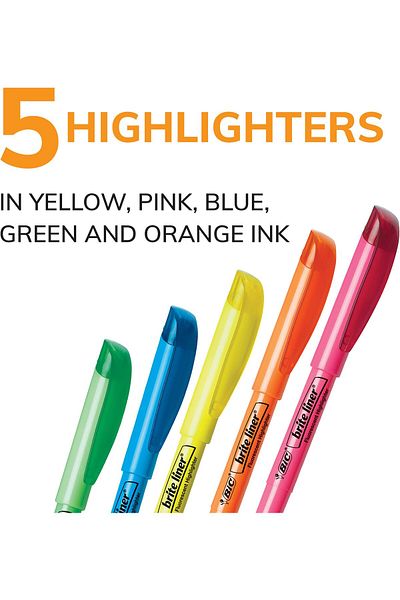 erorex Brite Liner Highlighter Chisel Tip Assorted Colors For Broad Highlighting Or Fine Underlining 5
