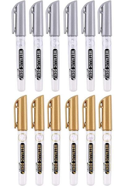erorex Metallic Marker Pens Silver And Gold Paint Pens Waterproof Shiny Glittering Gold Silver Ink