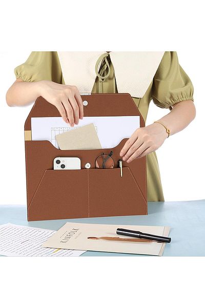 erorex File Folder Pu Leather A4 Document Holder File Organizer Filing Envelope Portfolio Case Waterproof