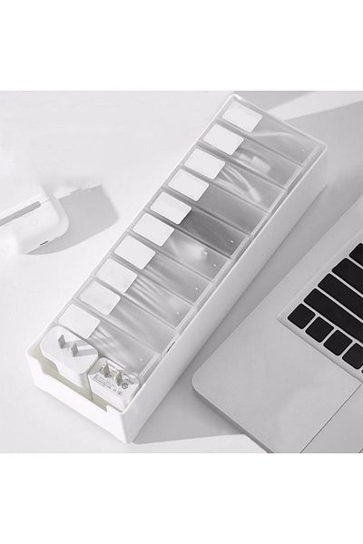 erorex Plastic Cable Management Box Cable Management Box Cable Organizer Storage Box Removable Partition