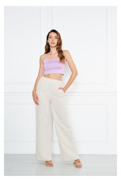 TIFFANY&TOMATO Straight Linen Look Trousers with Elastic Waist