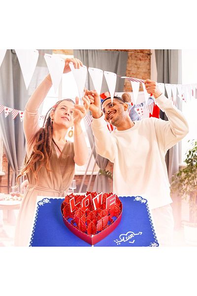 erorex Valentines Day 3D Greeting Pop Up Card Pop Up Valentine'S Cards Popup Rose Card Happy Anniversary