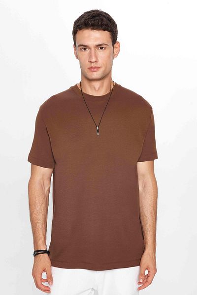 Tudors Relaxed Fit Unisex καφέ T-shirt - 100% βαμβάκι, λαιμόκοψη, απαλή υφή