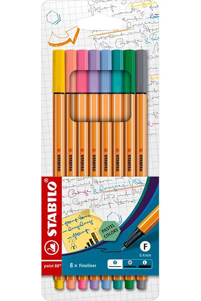 erorex Fineliner Point 88 Wallet Of 8 Assorted Pastel Shades