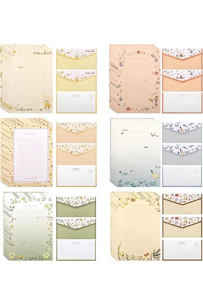 erorex 54 Pcs Stationary Paper And Envelopes Set Floral Writing Paper Colorful Lined Paper Envelopes 6
