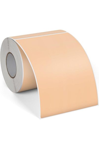 erorex Brown Thermal Labels 4 X 6 Inch Vinyl Roll Self Adhesive Shipping Labels Waterproof Perforated
