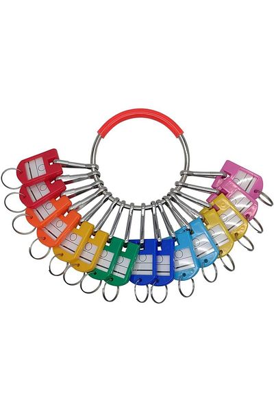 erorex Portable Metal Ring Key Organizer With 16 Spring Hooks And Key Tags With Ring And Label Window