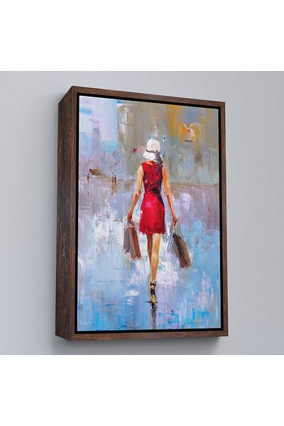 Harita Sepeti Femeie care se dărefă în cadru alb Pictură în ulei Aspect Decorativ Pictură murală pe pânză