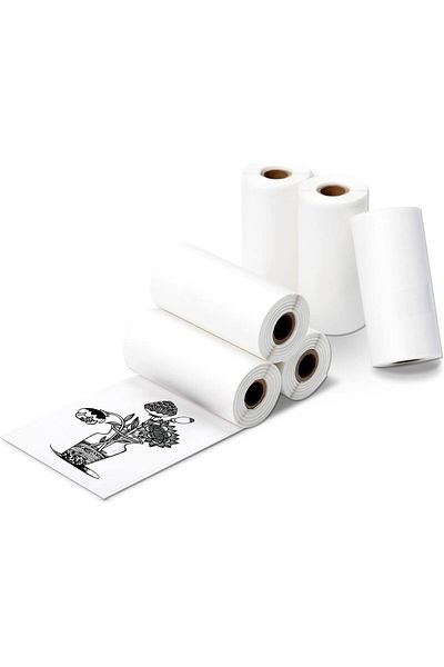 erorex 6 Roll Mini Sticker Printer Photo Paper 57 X 30Mm Thermal Printer Paper White Self Adhesive For