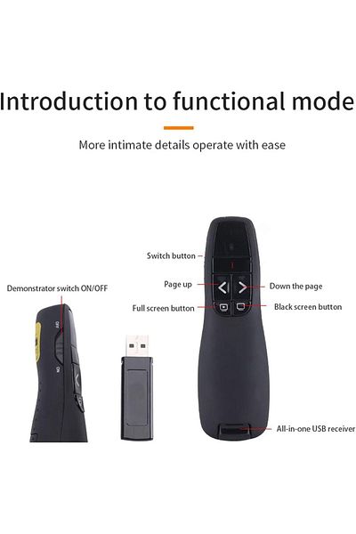 erorex Ppt Page Turning Pen 2.4Ghz Wireless Usb Presenter Suitable For Office Meetings Classrooms Lectures