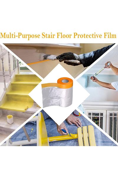 erorex 5M X 20M Masking Film With Tape Plastic Waterproof Dust Proof Pre Taped And Drape Transparent