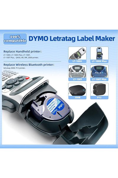 erorex Compatible Labels Replacement For Dymo Letratag Refills 91331 White Plastic Label Tape 12Mm X 4M 1