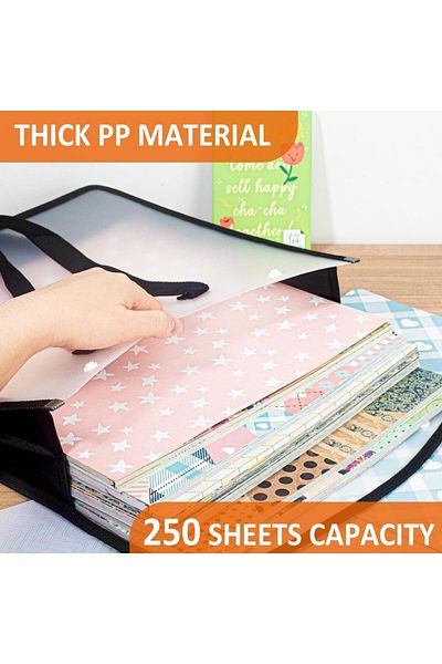 erorex Versatile Expandable Scrapbook Paper Storage Organizer Black Folio For 12X12 Craft Sheets Portable