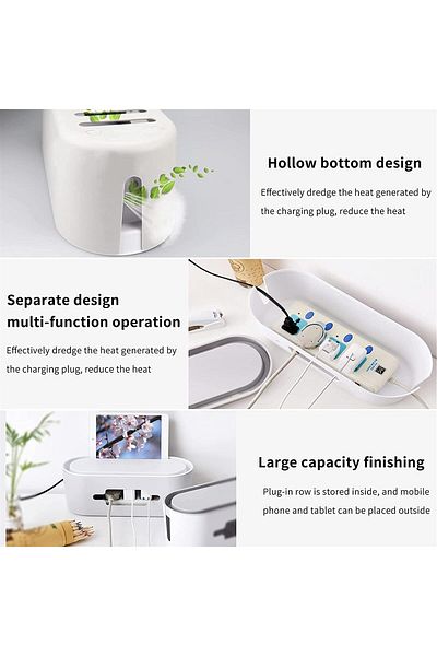 erorex صندوق إدارة الكابلات متعدد الوظائف لإخفاء منافذ الطاقة وحامل شريط الطاقة مع مسامي وجيد التهوية