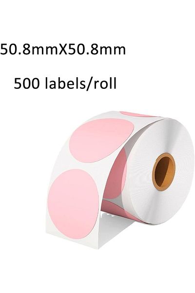 erorex Colorful Round Thermal Label Name Tags Coding For Diy 50.8Mm*50.8Mm 500Pcs Pink