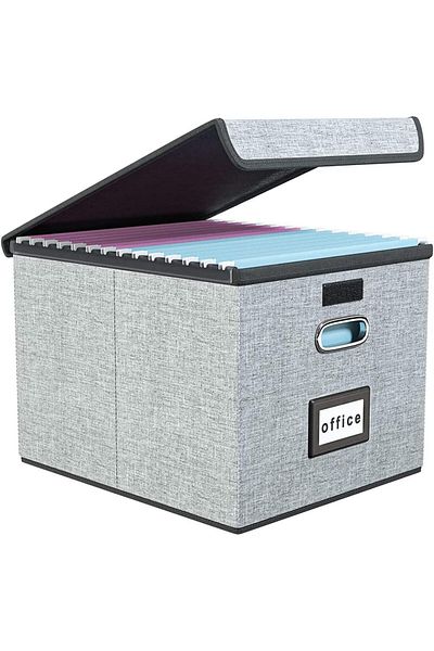 erorex Portable File Organiser Box With Lid Collapsible Linen Hanging Filing Storage Boxes With Plastic