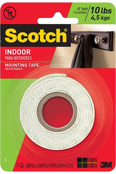 erorex Mount Indoor Tape 1 In X 50 In 2.54Cm X 1.27M Holds Up 6.8 Kg Whole Roll White Color Multi Surface