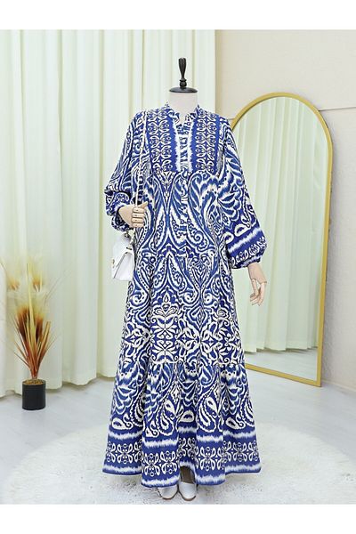 Modamorfo Rochie cu guler cu jumătate de nasturi - Albastru închis