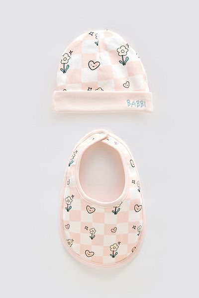 Atelier Babbi Checkers Newborn Bib and Hat Set