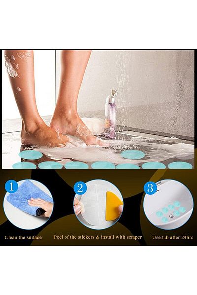 erorex 24Pcs Non Slip Bathtub Stickers Safety Adhesive Decals With Silicone Scraper For Bath Tubs Showers