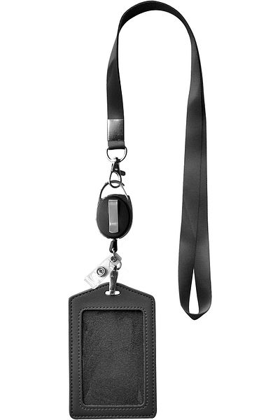 erorex Id Card Case + Heavy Duty Lanyard Black + Badge Holder Retractable Reel Carabiner And Plastic Clip