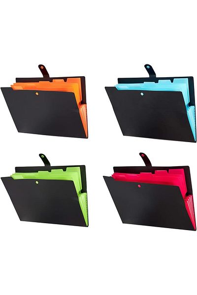 erorex 4 Pack Expanding File Folders 6 Pockets File Organizer File Folder Expanding Folders A4 Letter Size
