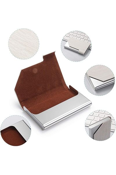 erorex Business Card Holder Pu Leather Magnetic Business Card Holder Carbon Metal Business Card Case