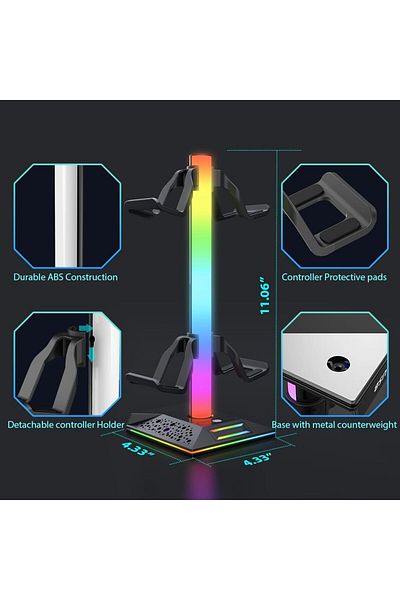 erorex حامل سماعة رأس وحامل وحدة تحكم ومحطة شحن وحدة التحكم مع منفذي شحن USB للألعاب