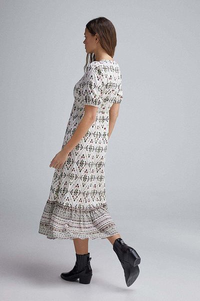 Springfield Midi Dress With Bow Neckline