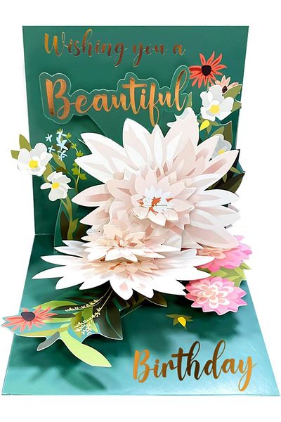 erorex Birthday Cards For Women Lotus Flower Forever Paper Pop Up Greeting Card 3D Popup Birthday Gift