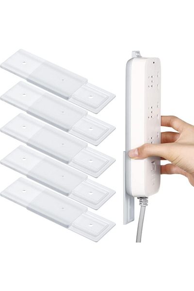 erorex Power Strip Holder 6 Pcs Self Adhesive Power Strip Wall Mounted Protector Punch Free Cable