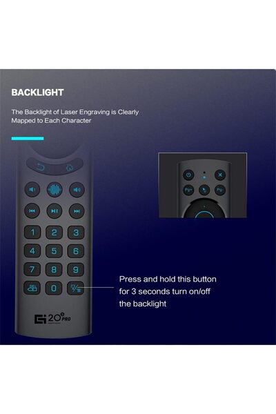 erorex G60S Pro Rechargeable Mini Bluetooth Keyboard Voice Remote Touchpad Backlit Design And 2.4G Usb