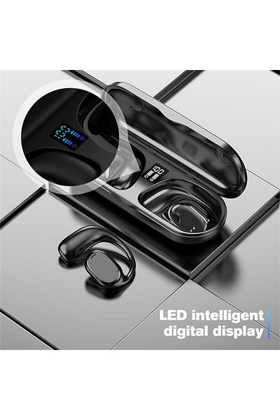 erorex Open Ear Bone Conduction Headphones Bluetooth Wireless Clip On Earbuds With Digital Display