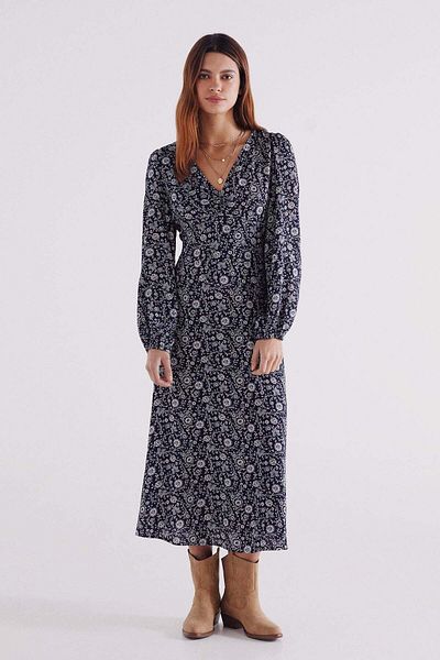 Springfield Midi Dress With Neckline Neckline