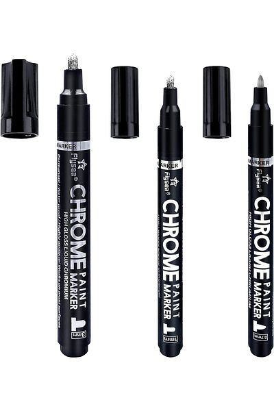 erorex 3Pcs Silver Liquid Mirror Chrome Markers Permanent Reflective Liquid Chrome Paint Pens Set High