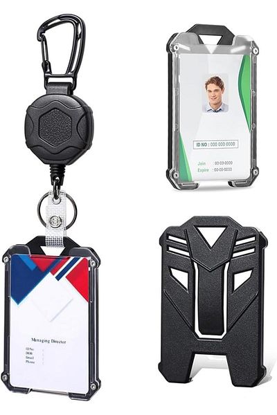 erorex Retractable Badge Holder Vertical Id Card Holder Hard Plastic Id Case With Retractable Badge Reel