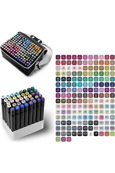 erorex Alcohol Based Sketch Markers For Drawing With Shoulder Travel Case 168 Colors