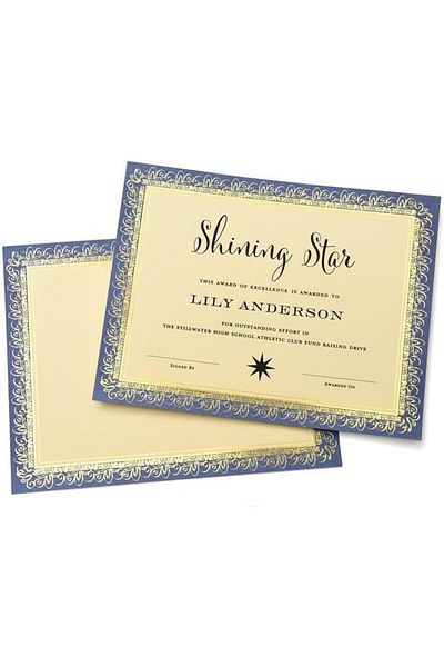 erorex Blue And Gold Foil Certificate Paper 80Lb 8.5 Inch X 11 Inch 15 Count Blue With Gold Foil 36001 S