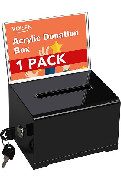 erorex Acrylic Donation Box With Lock Black Ballot Box With Sign Holder Suggestion Box For Fundraising