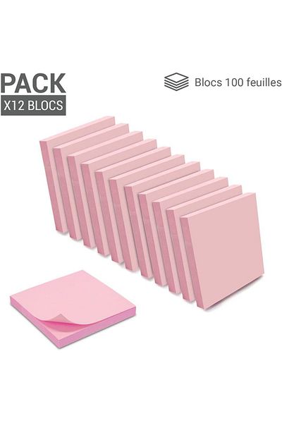 erorex Repositionable Self Adhesive Notes Pastel Pink 12 Pads Of 100 Sheets 75 X 75 Mm
