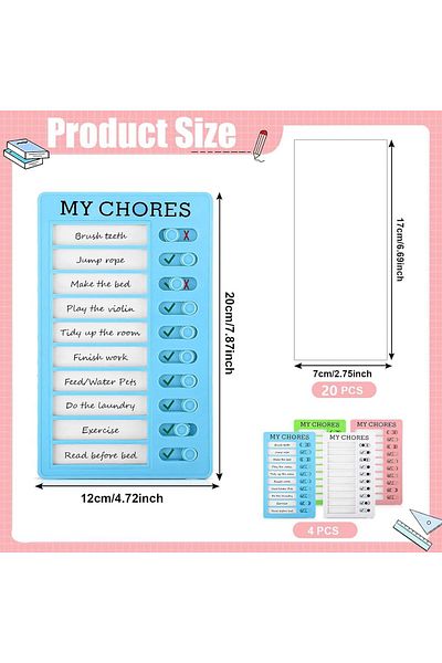 erorex Chore Chart For Kids Adults 4 Pcs Checklist Board Reusable To Do List Sliding Routine Chart With 20